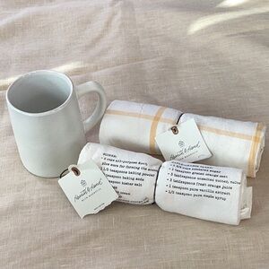 Hearth&Hand White Coffee Mug With Magnolia Stoneware 2 Cotton Hand Towels / NWT